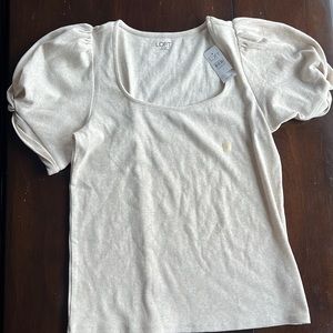 Heather ivory/ cream shirt sleeve top